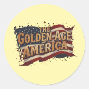 Das goldene Zeitalter Amerikas - Vintage Flagge de Runder Aufkleber