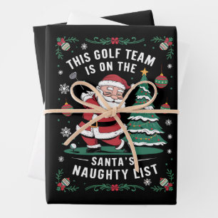 Das Golf Team ist auf der Liste des Weihnachtsmann Geschenkpapier Set