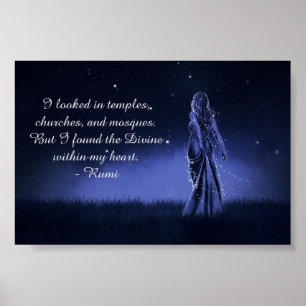 Das Göttliche in meinem Herzen Spiritueller Spruch Poster