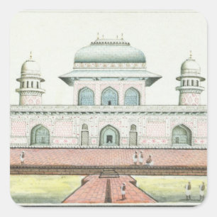 Das Grab von Itimad-Ud-Daula, nahe Agra, c.1830s Quadratischer Aufkleber