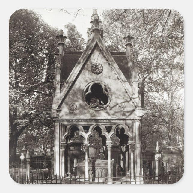 Das Grabmal von Abelard und Heloise, gebaut 1817 Quadratischer Aufkleber (Vorderseite)