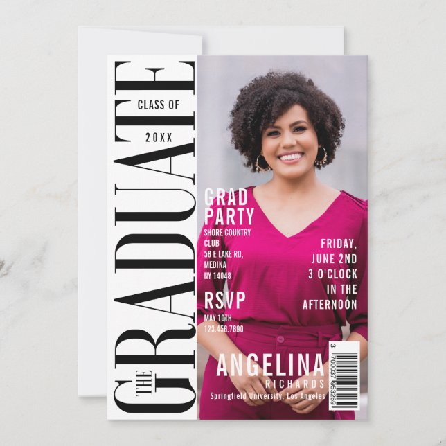Das Graduate Fun Trendy Magazine deckte das Grad-P Einladung (Vorderseite)