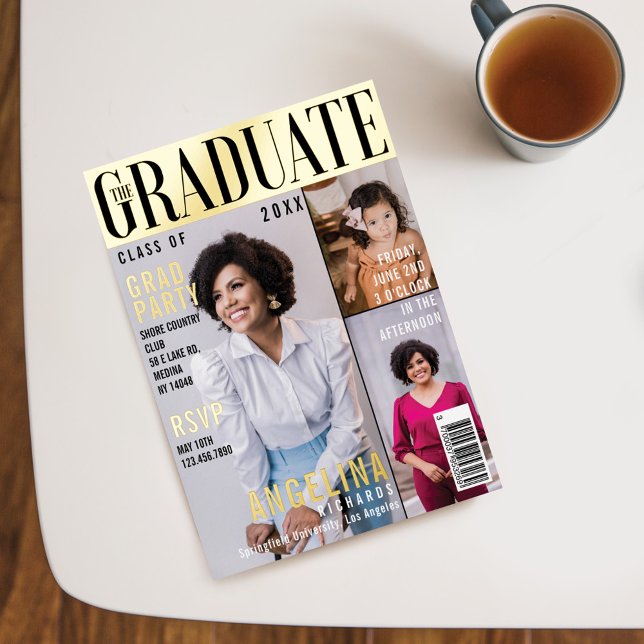 Das Graduate Trendy Magazine deckt 3 Foto Grad ab Folieneinladung (Von Creator hochgeladen)
