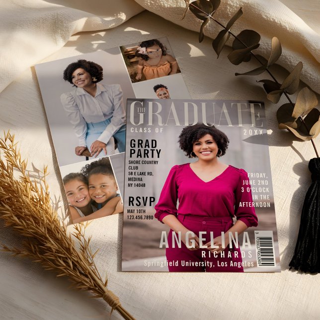 Das Graduate Trendy Magazine deckte das Party Grad Einladung (The Graduate Trendy Magazine Cover Grad Party Invitation)