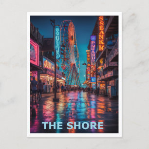 Das grafische Design des Jersey Shore Boardwalk Postkarte