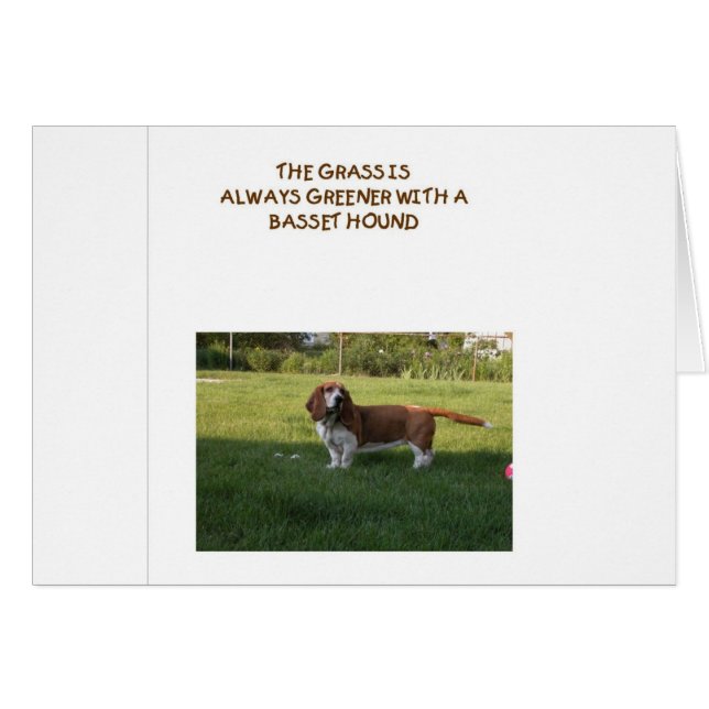 DAS GRAS IST MIT BASSET HOUND GRÜNER (Vorderseite (Horizontal))