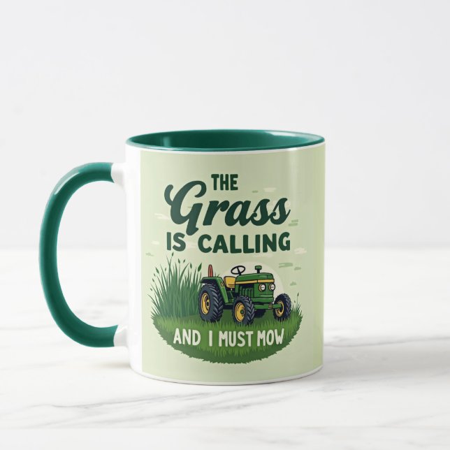 Das Gras ruft und ich muss mähen Tasse (Links)