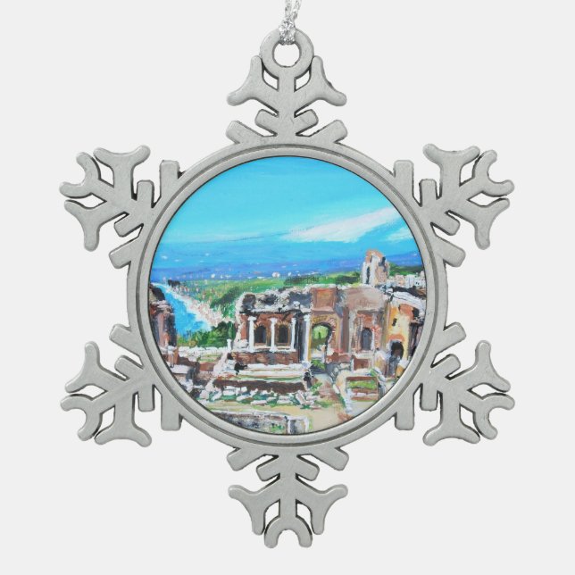 Das griechische Theater - Schneeflocken Zinn-Ornament (Vorderseite)