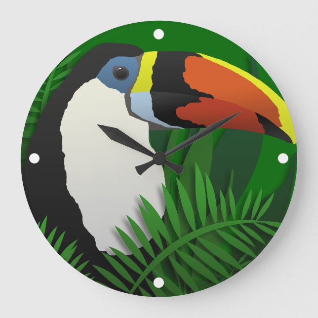 Das großartige Toucan Große Wanduhr (Vorderseite)