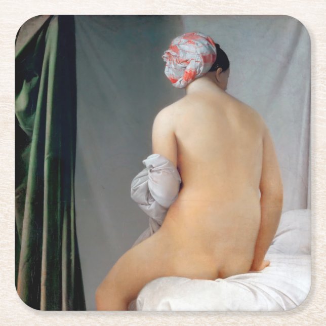 Das große Bather (sitzende Frau), Dominique Ingres Rechteckiger Pappuntersetzer (Vorderseite)