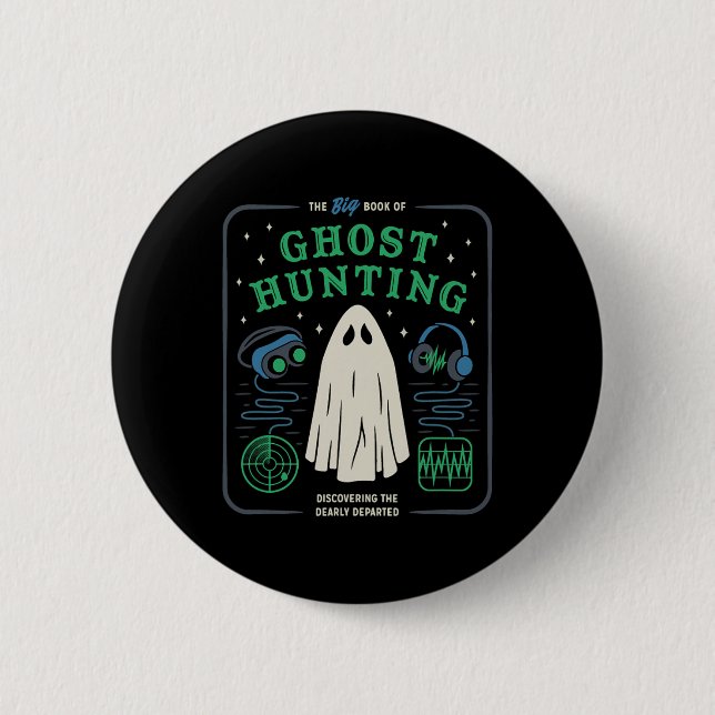 Das große Buch Ghost Junting Funny Halloween Button (Vorderseite)