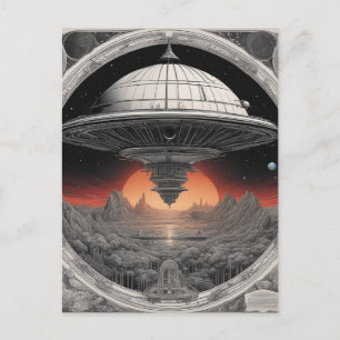 Das große, dunkle Raumschiff segelte durch die Tie Postkarte