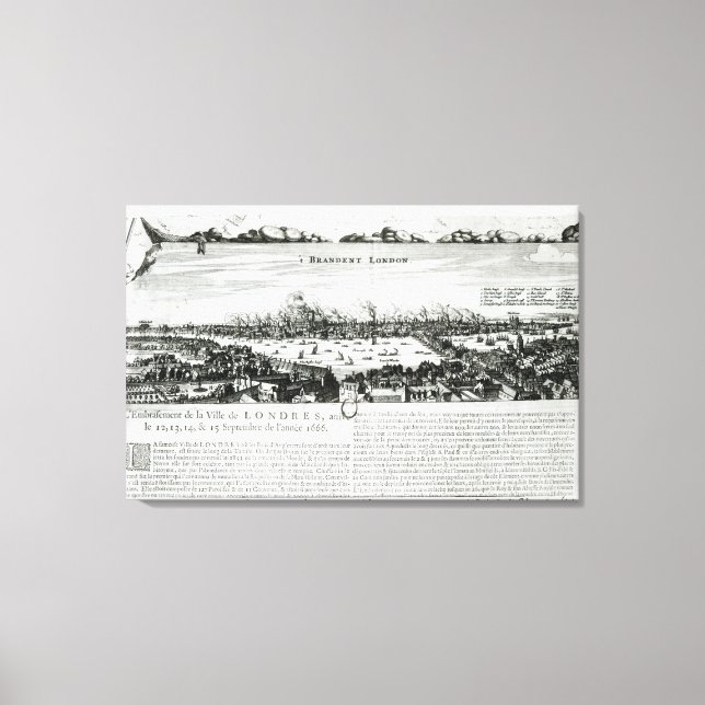 Das große Feuer Londons im Jahr 1666 Leinwanddruck (Vorderseite)