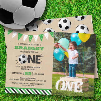 Das große Problem | Fußball 1. Geburtstag Foto Einladung