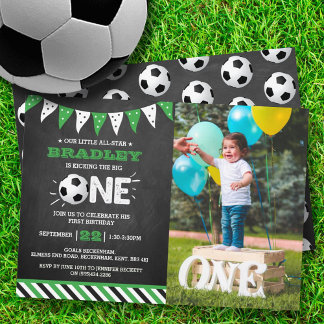 Das große Problem | Fußball 1. Geburtstag Foto Einladung