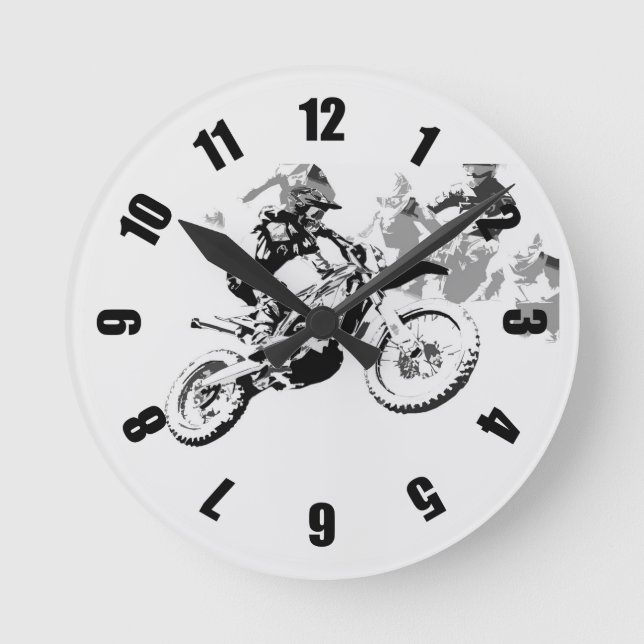 Das große Rennen - Motocross-Rennen Runde Wanduhr (Vorderseite)