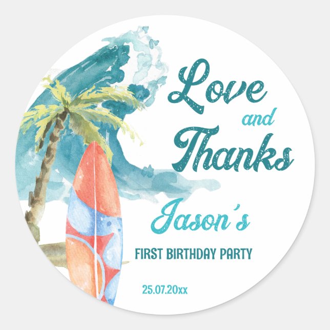 Das große Retro-Party für Surfbretter. Runder Aufkleber (Vorderseite)