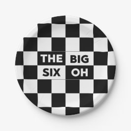 Das große, schwarz und weiß karierte Muster Pappteller