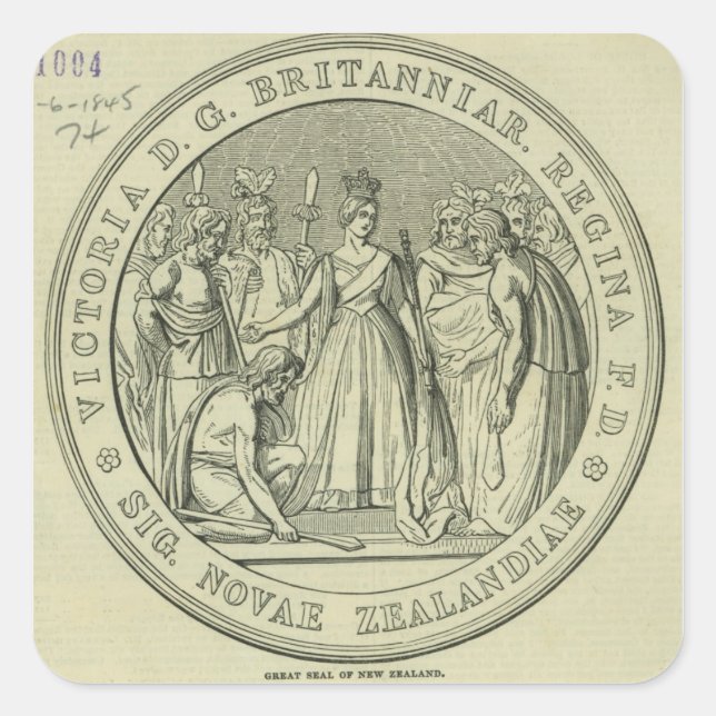Das große Siegel Neuseelands Quadratischer Aufkleber (Vorderseite)