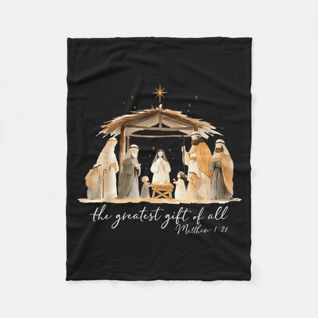 Das größte Geschenk der Weihnachtskrippe Christlic Fleecedecke (Vorderseite)