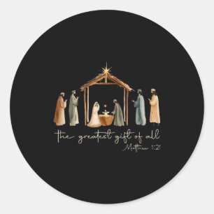 Das größte Geschenk für alle Weihnachten Jesus Geb Runder Aufkleber