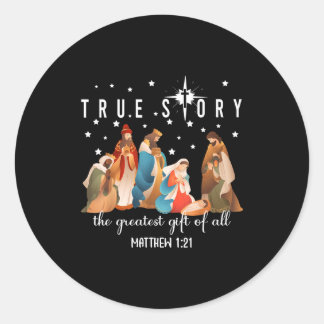 Das größte Geschenk für alle Weihnachten Nativität Runder Aufkleber