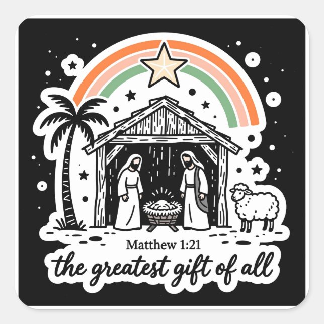 Das größte Geschenk überhaupt Quadratischer Aufkleber (Vorderseite)