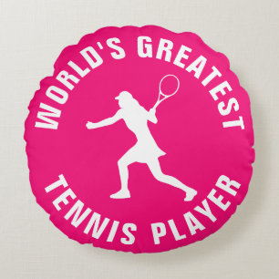 Das größte Tennisspielermädchen der Welt Rundes Kissen