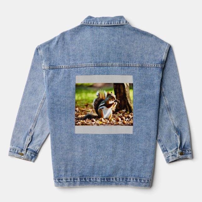 Das großzügige Eichhörnchen Jeansjacke (Rückseite)