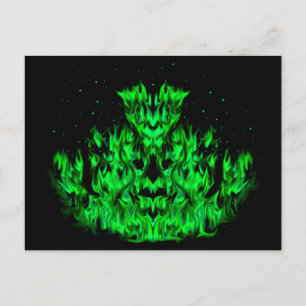 Das grüne Flammenmonster im Sternenhimmel Postkarte