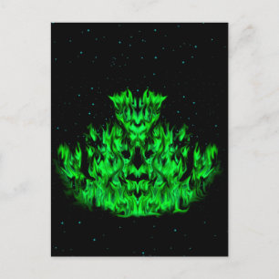 Das grüne Flammenmonster im Sternenhimmel Postkarte