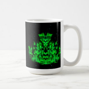 Das grüne Flammenmonster im Sternenhimmel Tasse
