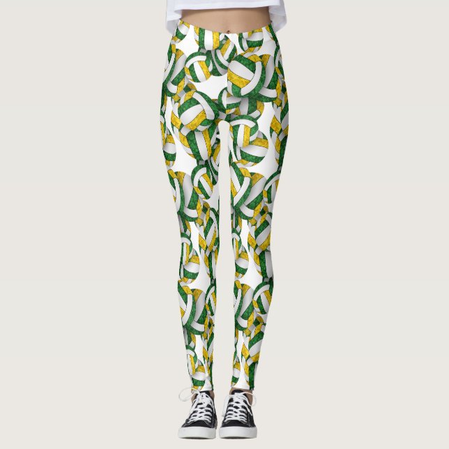 Das grüne Goldteam färbt gürtelförmige Volleyballs Leggings (Vorderseite)