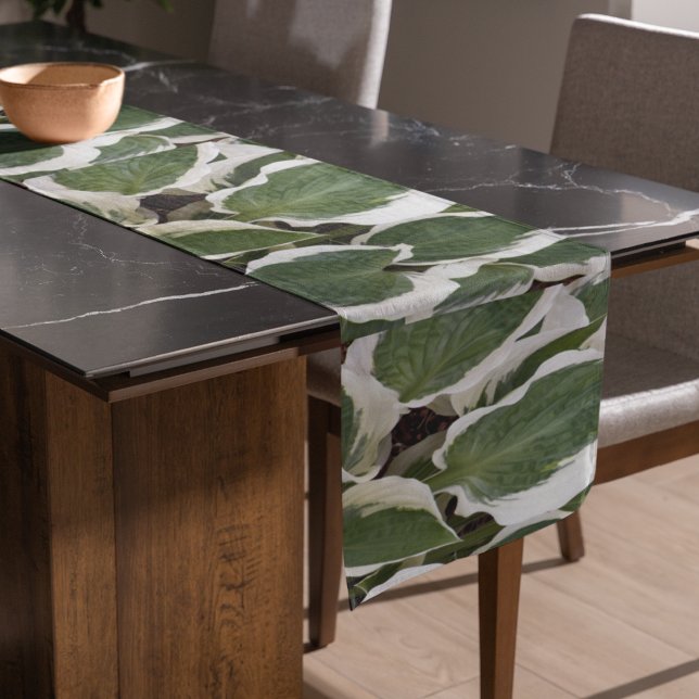 Das grüne und weiße Hosta Verlasse floral Kurzer Tischläufer (In Situ)