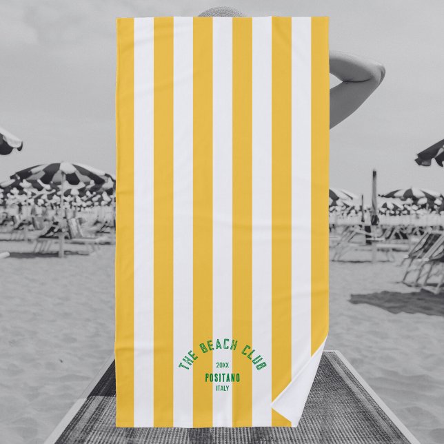 Das grüne Wappen des Beach Club Yellow Cabana Stri Strandtuch (Von Creator hochgeladen)