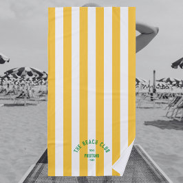 Das grüne Wappen des Beach Club Yellow Cabana Stri Strandtuch