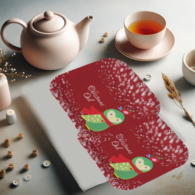 Das grüne Weihnachtslied Rotes Party dekorativer S Pappteller (Kid's Green Christmas Owl Red Party Decorative Fun Paper Plates)