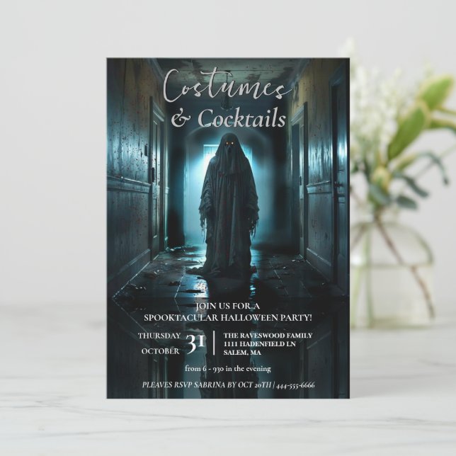 Das gruselige Halloween-Party der Fremden Einladung (Stehend Vorderseite)