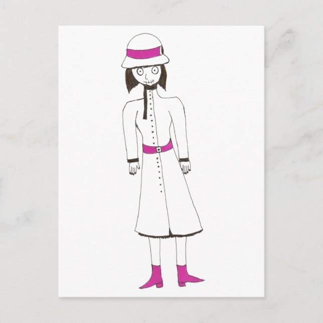 Das gruselige Mädchen mit Hut und Coat Postkarte (Vorderseite)