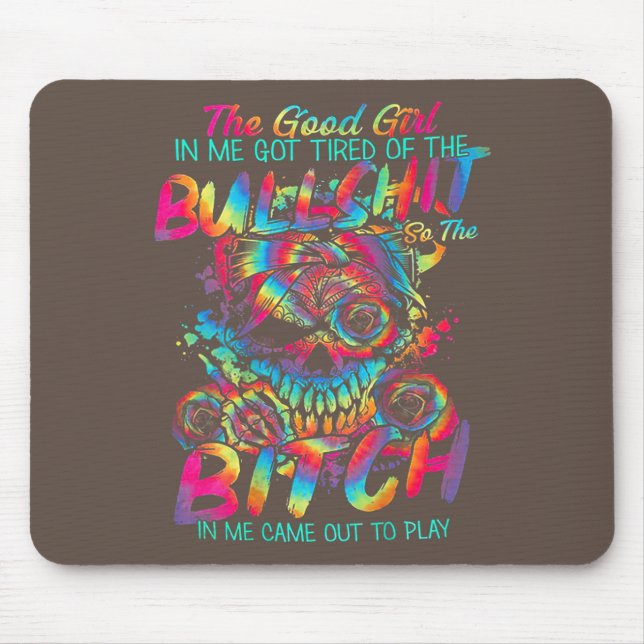 Das gute Mädchen in mir Tattoo-Schädel-Rose Mousepad (Vorne)