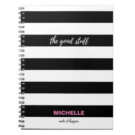 "Das Gute" Schwarz-Weiß-Streifen, Name Notizblock