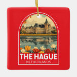 Das hager Niederländische Reisemarkt Keramikornament<br><div class="desc">Das Haager Retrovektor-Reisedesign. Den Haag ist eine Stadt an der Nordseeküste des Westerns Niederlande.</div>