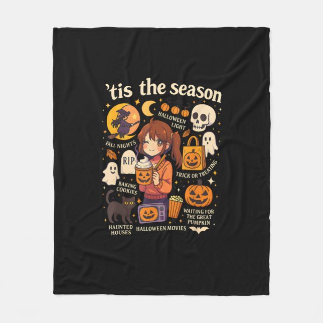 Das Halloween-Anime-Icons-Design der Saison Fleecedecke (Vorderseite)