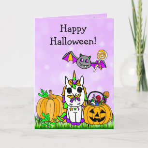 Das Halloween der Kinder glücklicher lila Karte
