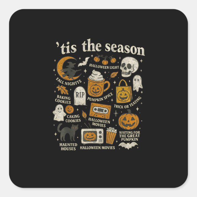 Das Halloween-Icons-Design der Saison Quadratischer Aufkleber (Vorderseite)