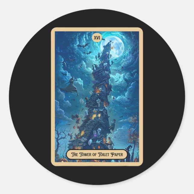 Das Halloween-Tarot des Toilettenpapierturms (der  Runder Aufkleber (Vorderseite)
