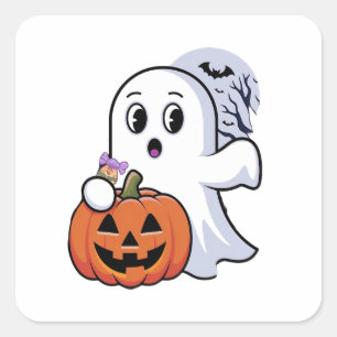 Das Halloween White Ghost Sticker: Ein wunderbarer Quadratischer Aufkleber