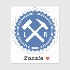 Das Hammer-Logo des Geologen mit den Initialen auf Aufkleber