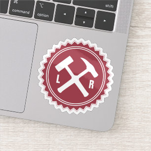 Das Hammer-Logo des Geologen mit den Initialen auf Aufkleber