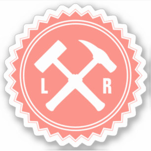 Das Hammer-Logo des Geologen mit den Initialen auf Aufkleber